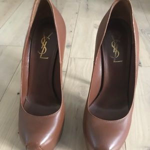 YSL brown platform heels